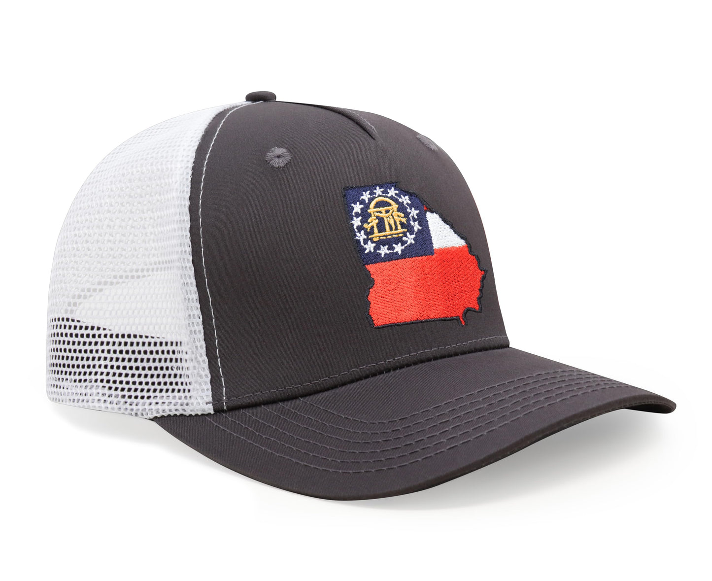 International Tie Stateline Flag Hat for Men and Women - Snapback Trucker Baseball Cap (Georgia, Grey White) - International Tie
