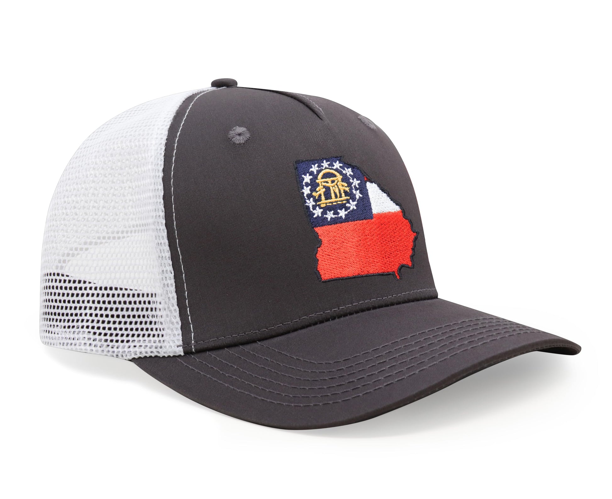 International Tie Stateline Flag Hat for Men and Women - Snapback Trucker Baseball Cap (Georgia, Grey White) - International Tie