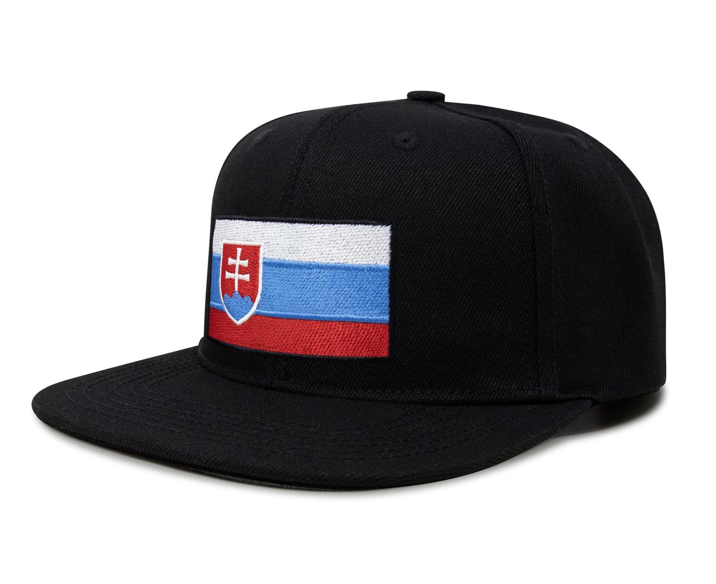 International Tie Country Hat for Men and Women, Adjustable Snapback Trucker Baseball Cap with Embroidered Patch (Slovakia, Black Flatbill) - International Tie
