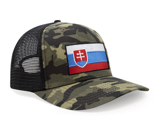International Tie Country Hat for Men and Women, Adjustable Snapback Trucker Baseball Cap with Embroidered Patch (Slovakia, Camouflage) - International Tie