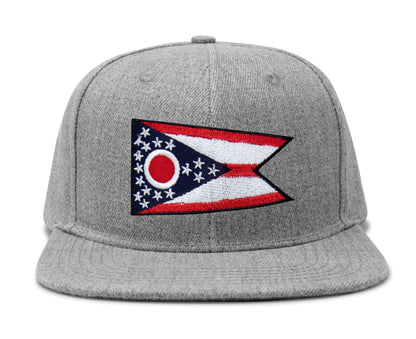 International Tie Premium Ohio - Flag Patch Hat for Men and Women - Snapback Trucker Baseball Cap (Grey Flatbill)