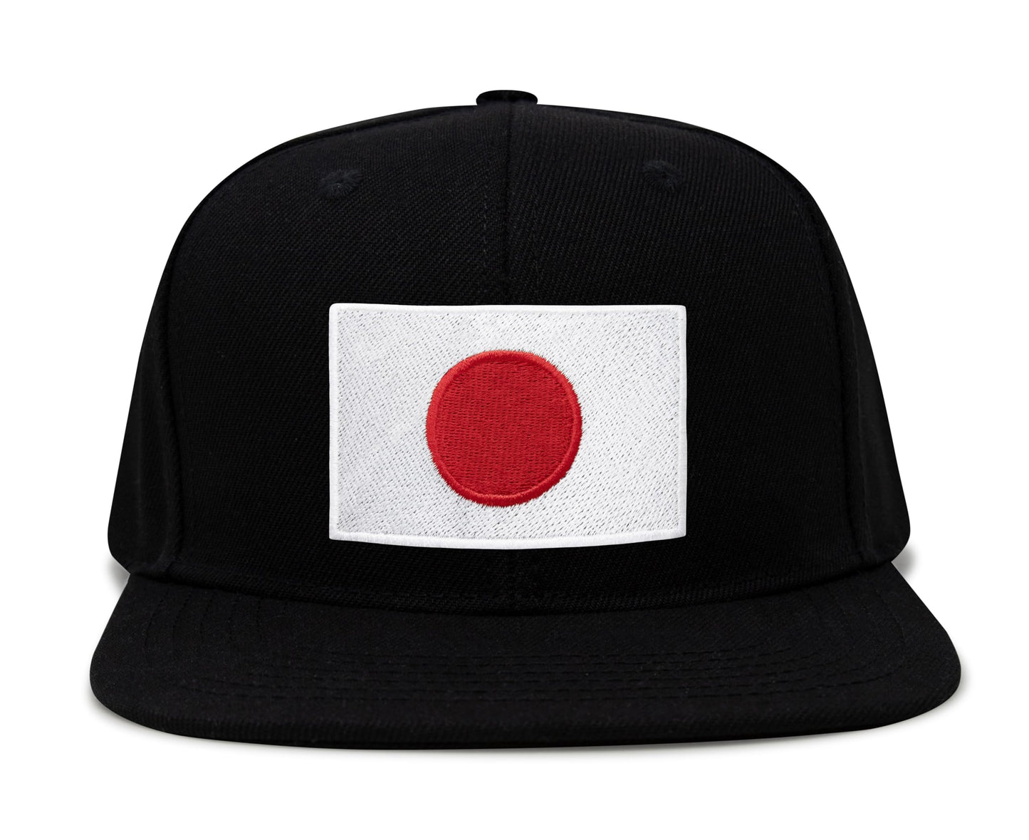 International Tie Country Hat for Men and Women, Adjustable Snapback Trucker Baseball Cap with Embroidered Patch (Japan, Black Flatbill) - International Tie