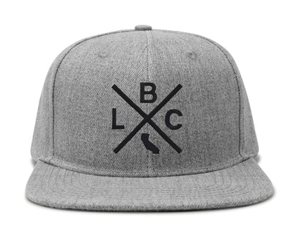 International Tie LBC (Long Beach California) - Hat for Men and Women - Snapback Trucker Baseball Cap (Grey Flatbill)