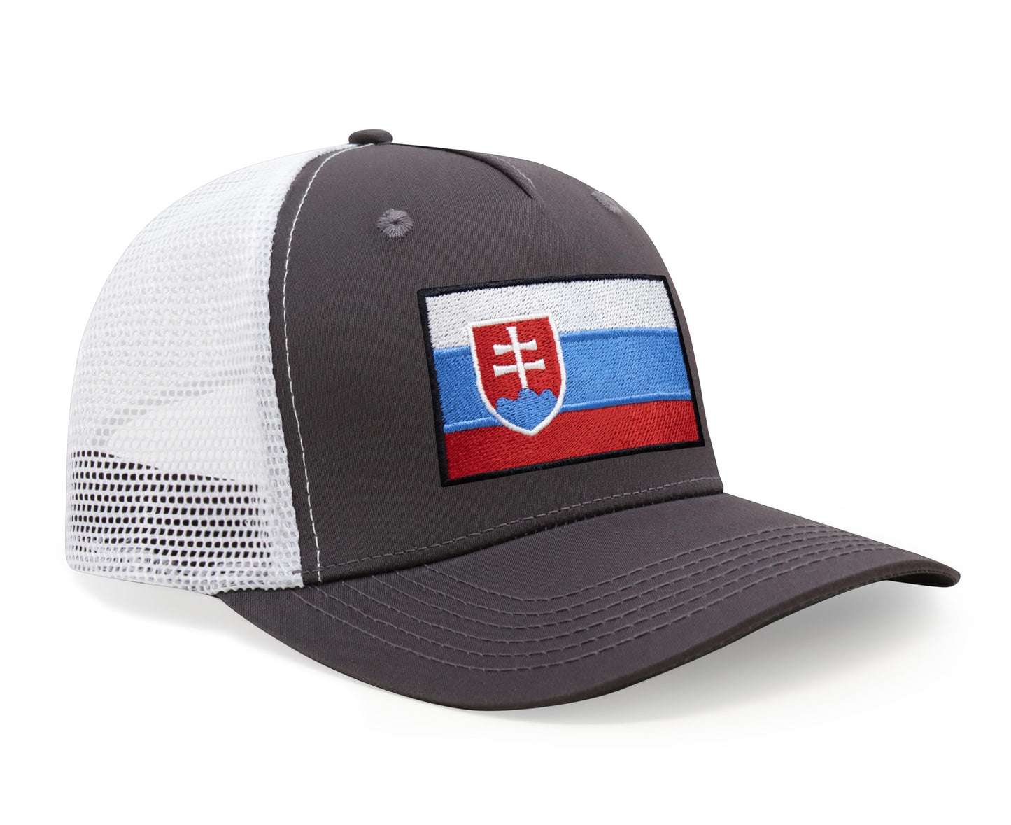 International Tie Country Hat for Men and Women, Adjustable Snapback Trucker Baseball Cap with Embroidered Patch (Slovakia, Grey White) - International Tie