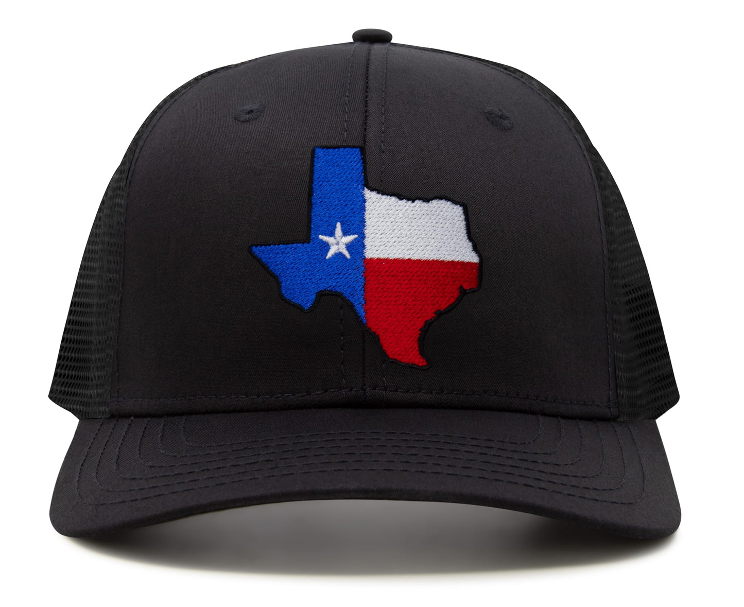 International Tie Hat for Men and Women, Adjustable Snapback Trucker Baseball Cap with Embroidered Patch (Texas, All Black)