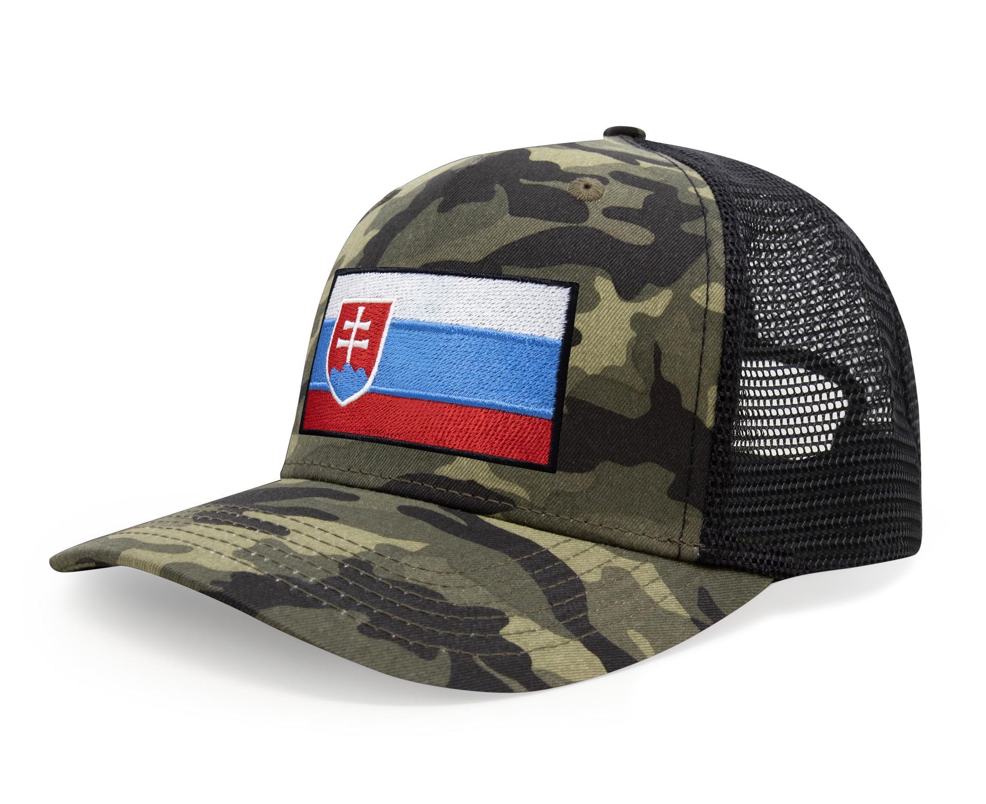 International Tie Country Hat for Men and Women, Adjustable Snapback Trucker Baseball Cap with Embroidered Patch (Slovakia, Camouflage) - International Tie