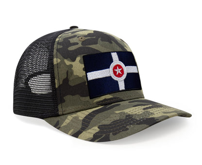International Tie Indianapolis Flag Hat for Men and Women – Snapback Trucker Baseball Cap (Camouflage)