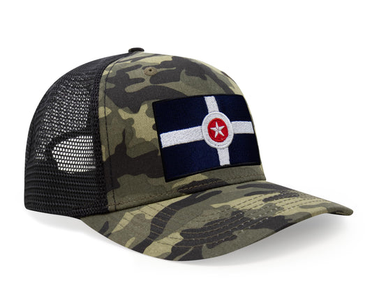 International Tie Indianapolis Flag Hat for Men and Women – Snapback Trucker Baseball Cap (Camouflage)