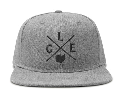 International Tie Cleveland CLE Hat for Men and Women - Snapback Trucker Baseball Cap (Grey Flatbill)