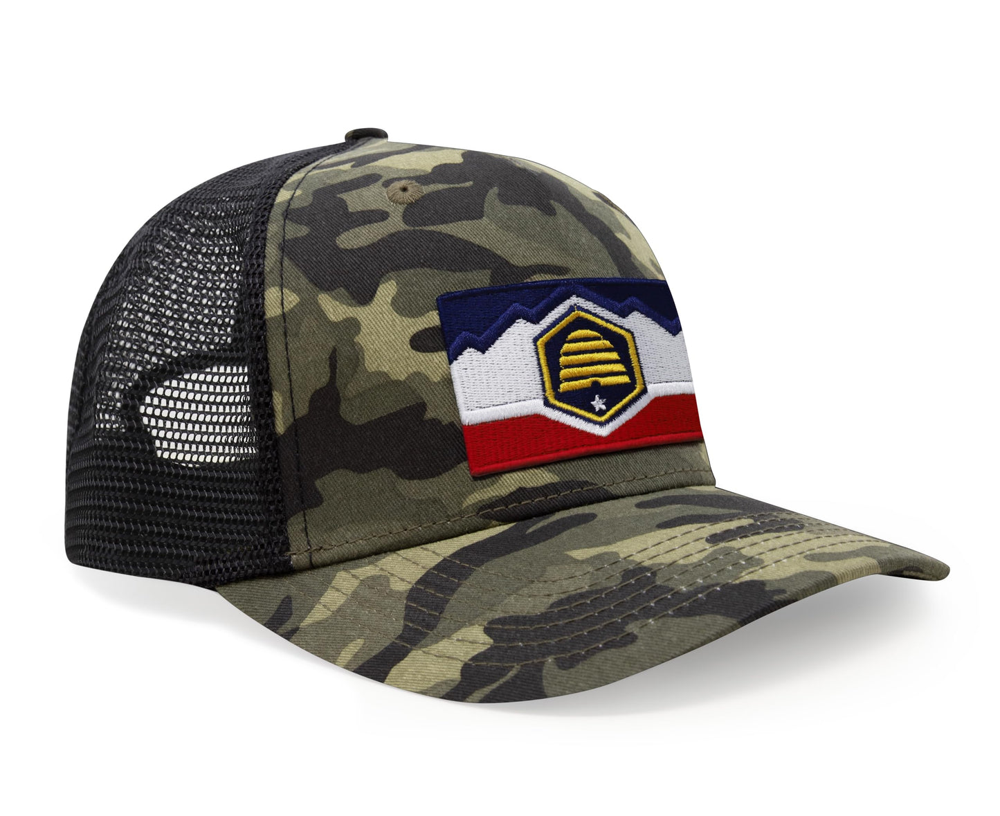 International Tie Premium Utah Flag Hat for Men and Women - Snapback Trucker Baseball Cap (Camouflage)