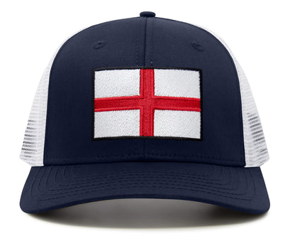 International Tie England - St. George Flag Hat for Men and Women, Adjustable Snapback Trucker Baseball Cap (Navy White)