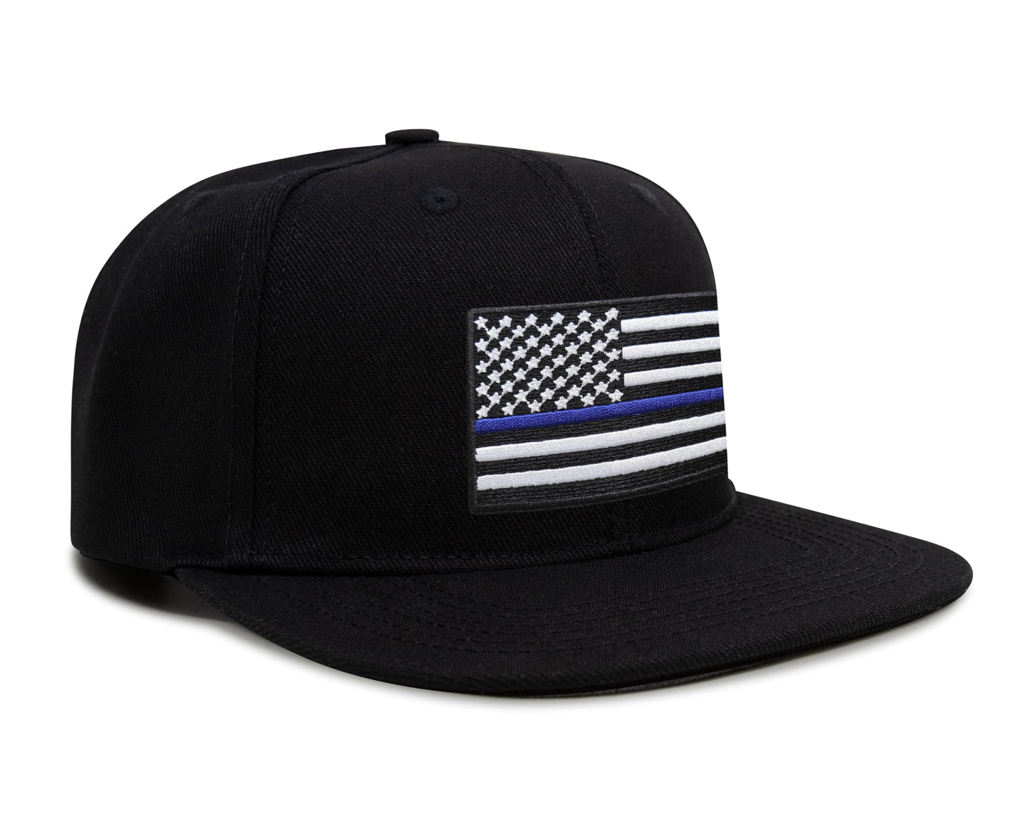 International Tie Thin Blue Line Flag Trucker Hat for Men and Women – Snapback Baseball Cap (Black Flatbill)