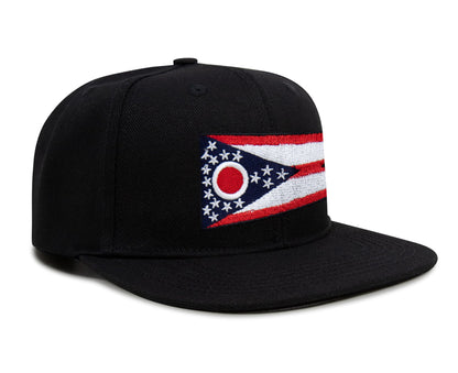 International Tie Premium Ohio - Flag Patch Hat for Men and Women - Snapback Trucker Baseball Cap (Black Flatbill)