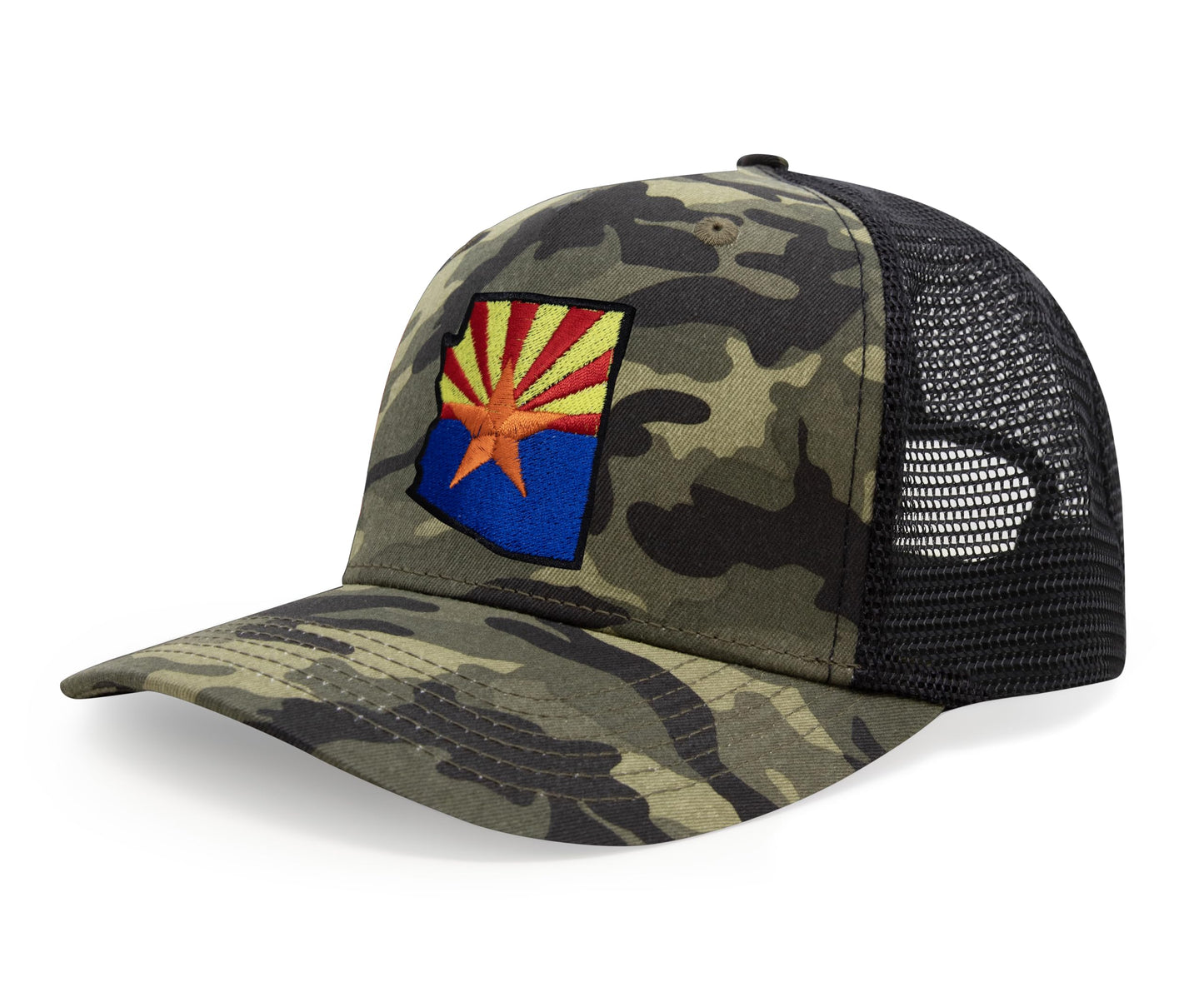 International Tie Stateline Flag Hat for Men and Women - Snapback Trucker Baseball Cap (Arizona, Camouflage)