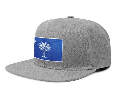 International Tie Premium South Carolina Flag Hat for Men and Women - Palmetto Snapback Trucker Baseball Cap (All White)