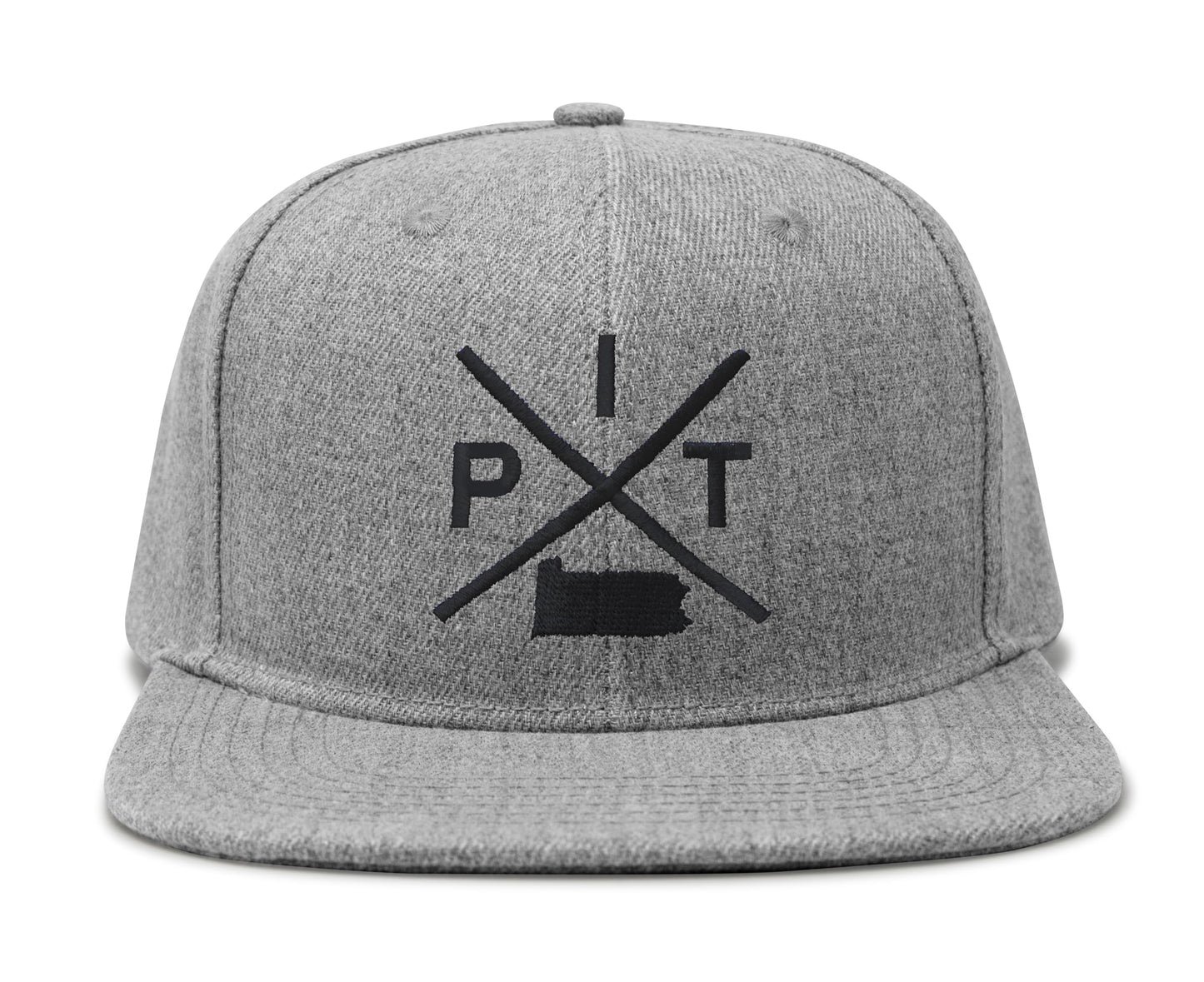 International Tie Hat for Men and Women, Snapback Trucker Baseball Cap, Embroidered Cross Logo (Pit - Pittsburgh, Grey Flatbill)