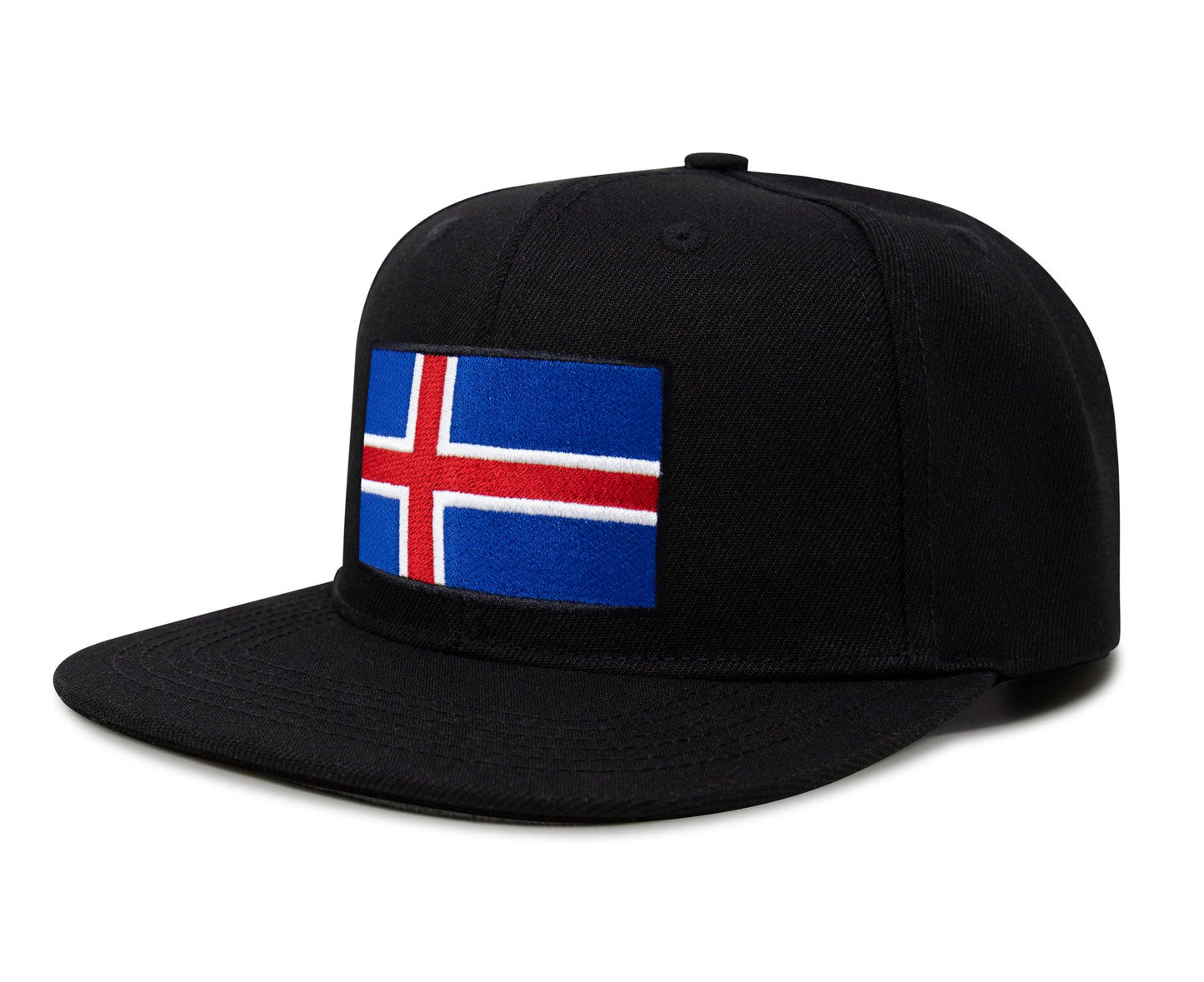 International Tie Iceland Flag Hat for Men and Women - Adjustable Snapback Trucker Baseball Cap (Black Flatbill)