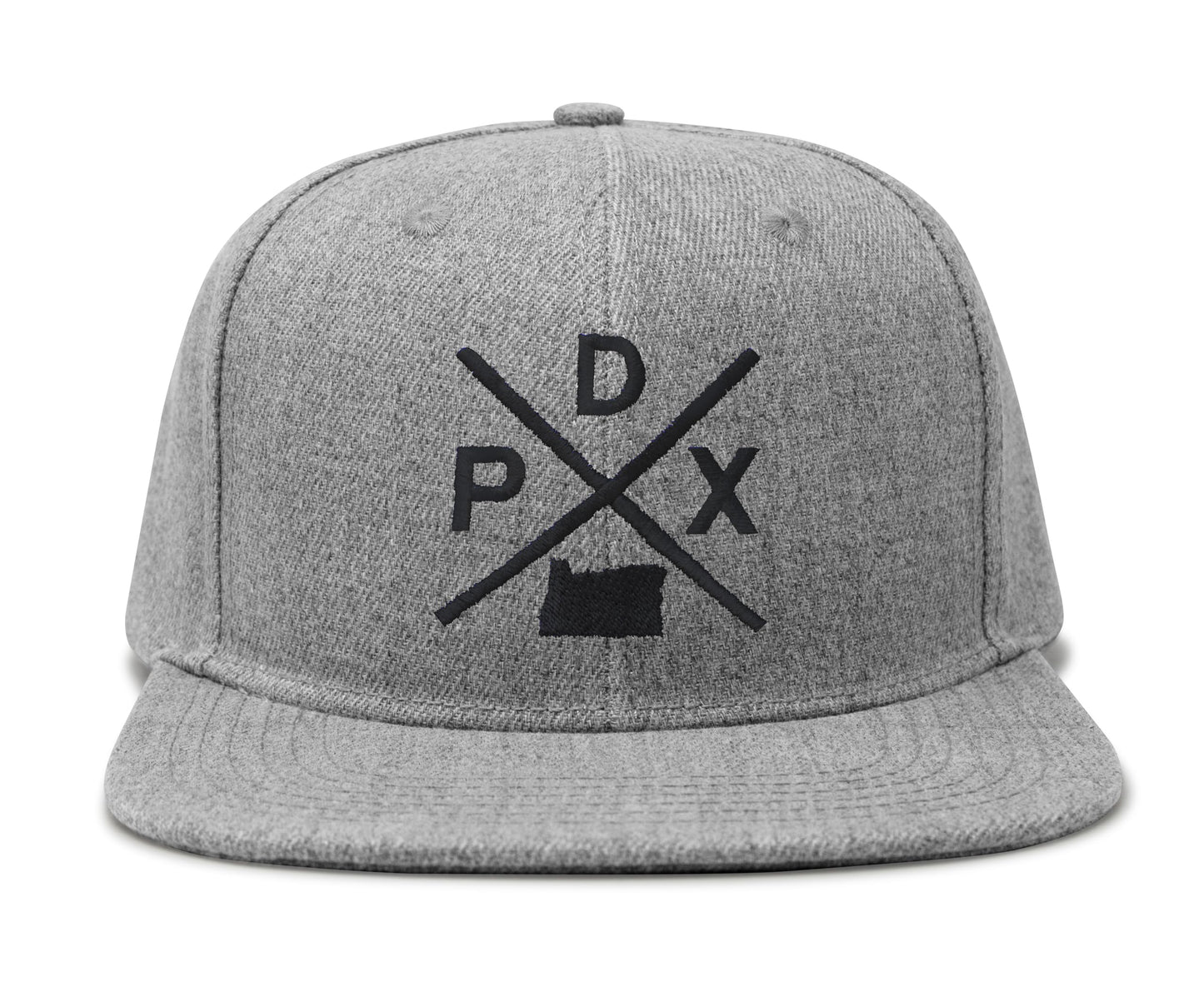 International Tie Hat for Men and Women, Snapback Trucker Baseball Cap, Embroidered Cross Logo (PDX - Portland, Grey Flatbill) - International Tie