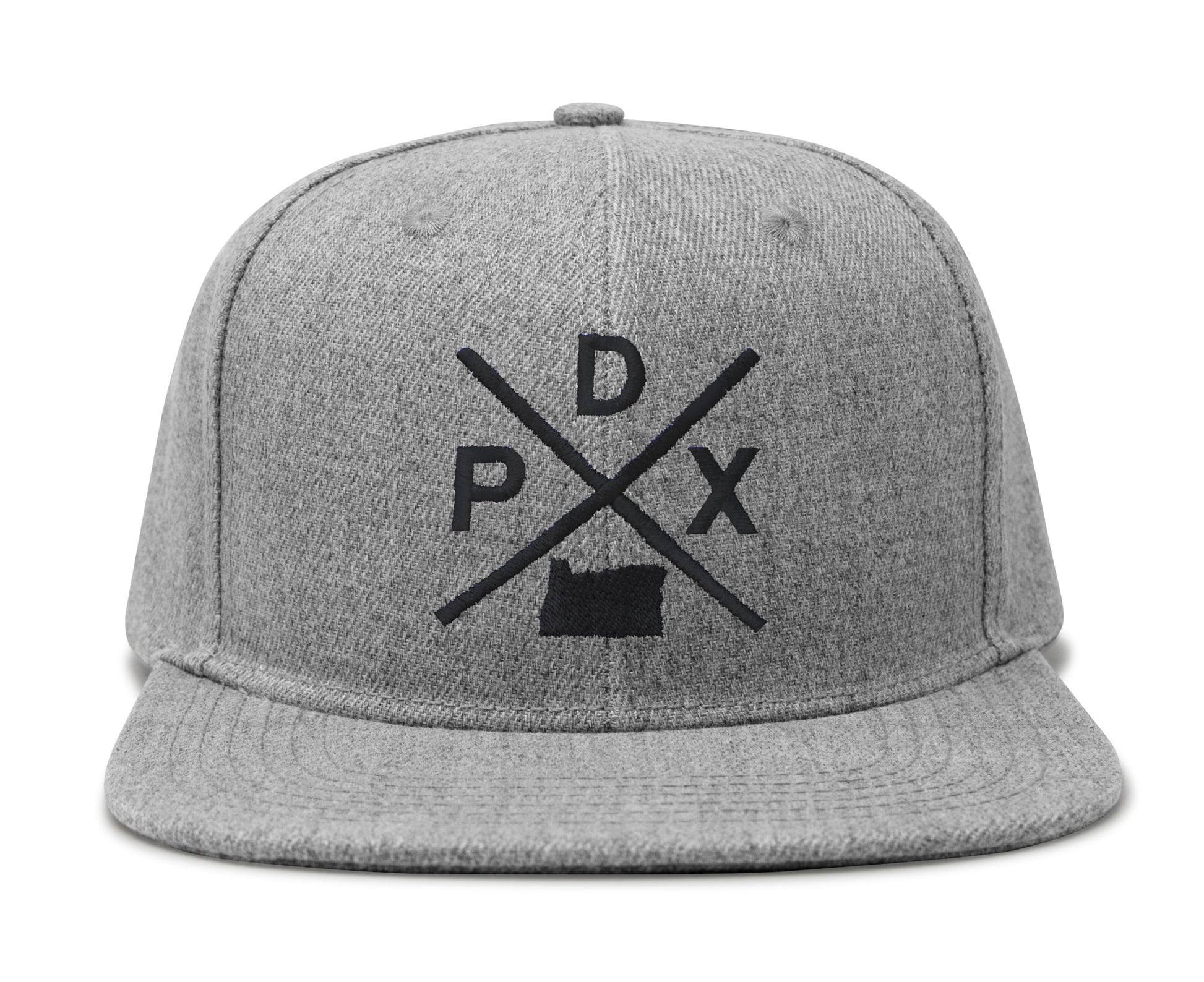 International Tie Hat for Men and Women, Snapback Trucker Baseball Cap, Embroidered Cross Logo (PDX - Portland, Grey Flatbill) - International Tie