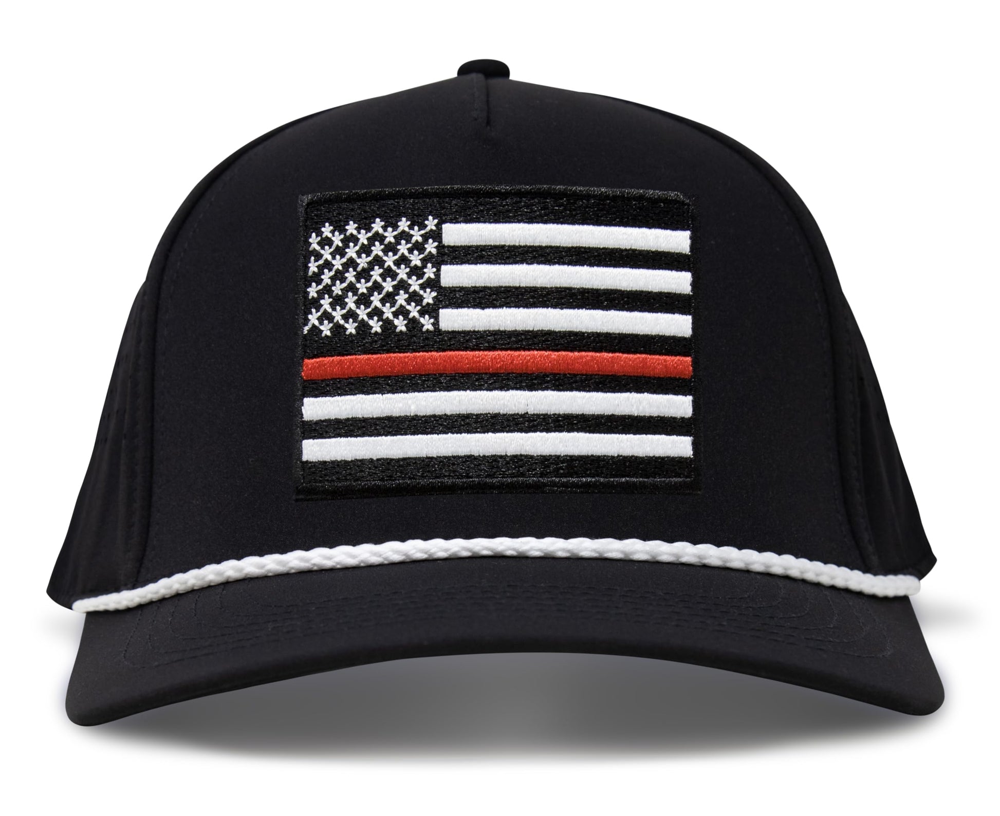 Midnight Black Thin Red Line Hat Front View