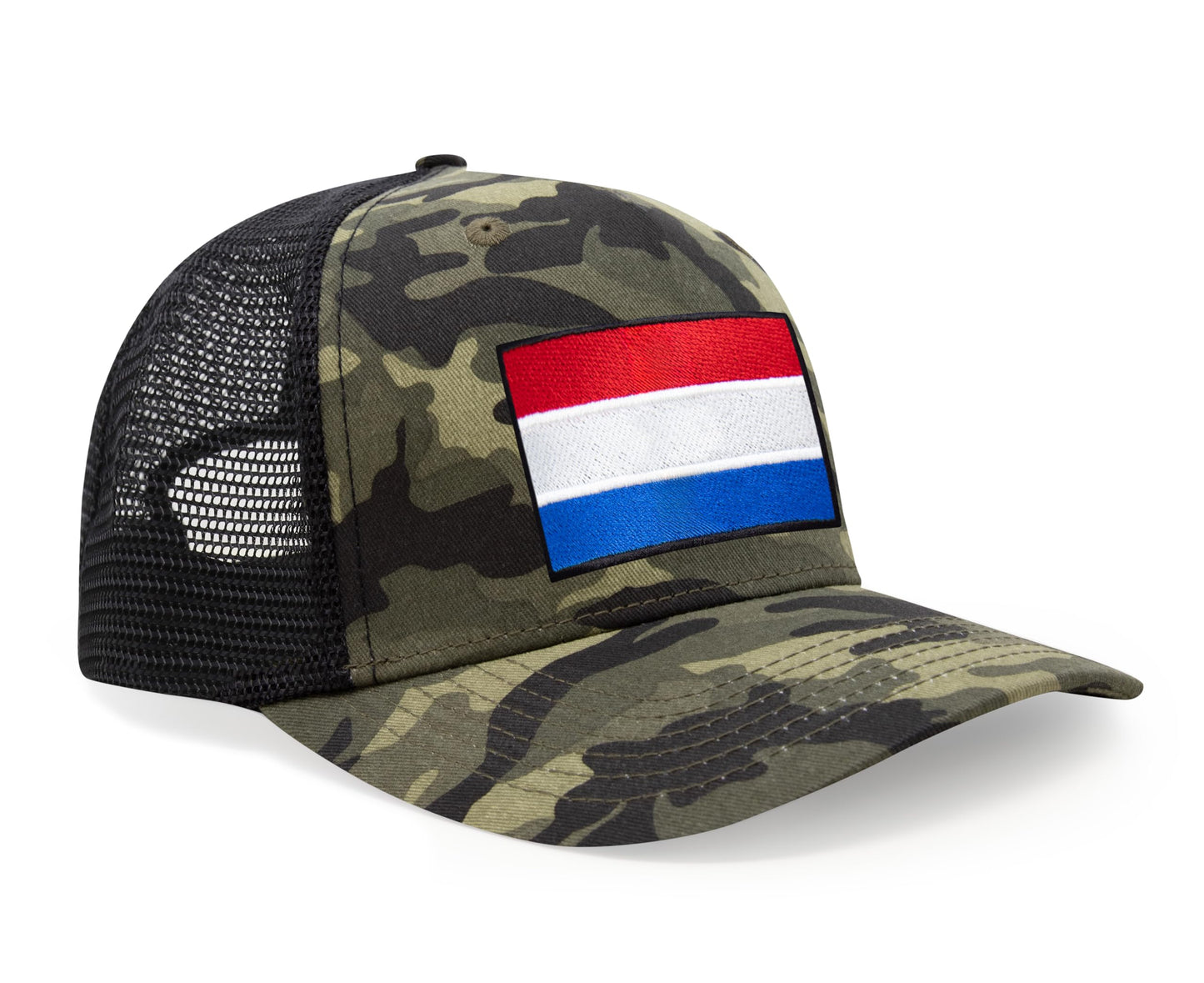 International Tie Netherlands Flag Hat for Men and Women - Adjustable Snapback Trucker Baseball Cap (Camouflage)