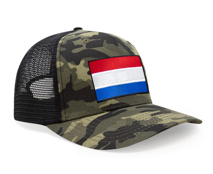 International Tie Netherlands Flag Hat for Men and Women - Adjustable Snapback Trucker Baseball Cap (Camouflage)