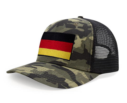 International Tie Germany Flag Hat for Men and Women - Adjustable Snapback Trucker Baseball Cap (Camouflage)