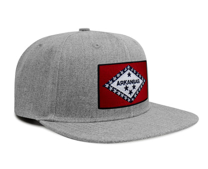 Arkansas Flag Hat for Men and Women – Snapback Trucker Baseball Cap by International Tie (Grey Flatbill)