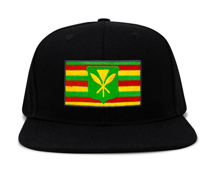 International Tie Kanaka Maoli Hat for Men and Women - Snapback Trucker Baseball Cap (Black Flatbill)