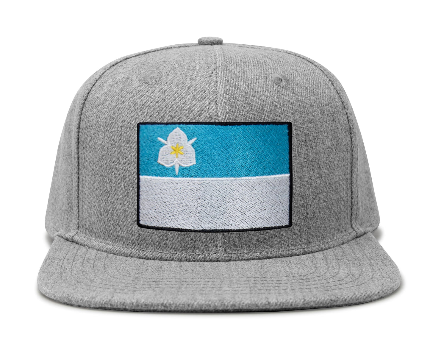 International Tie City Hat for Men and Women, Adjustable Snapback Trucker Baseball Cap with Embroidered Patch (Salt Lake City, Grey Flatbill)