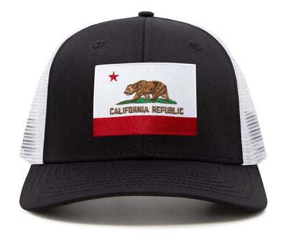 International Tie California Hat for Men and Women - Snapback Trucker Baseball Cap (Black White)