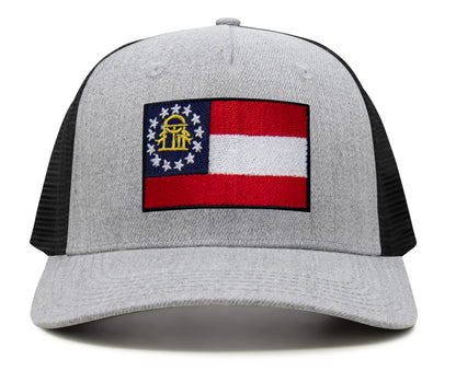 Georgia Flag Hat for Men and Women – Snapback Trucker Baseball Cap by International Tie (Grey Black)