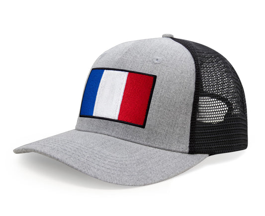 International Tie French Flag Hat for Men and Women - France Snapback Trucker Baseball Cap (Grey Black)