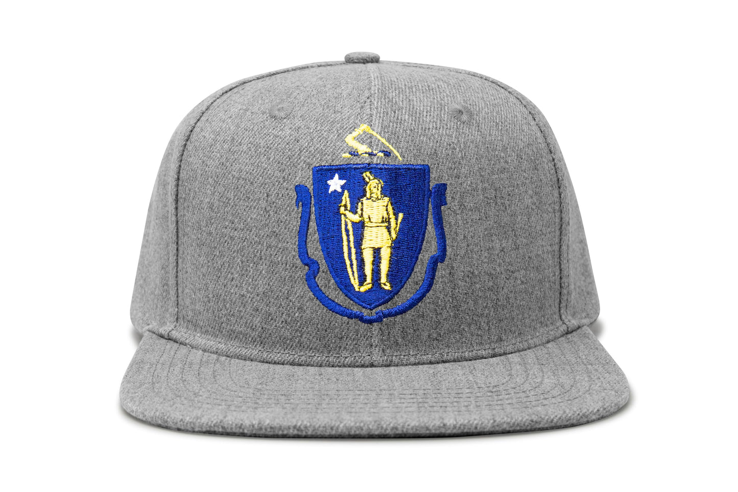 International Tie State Hat for Men and Women, Adjustable Snapback Trucker Baseball Cap with Embroidered Patch (Massachusetts, Grey Flatbill) - International Tie
