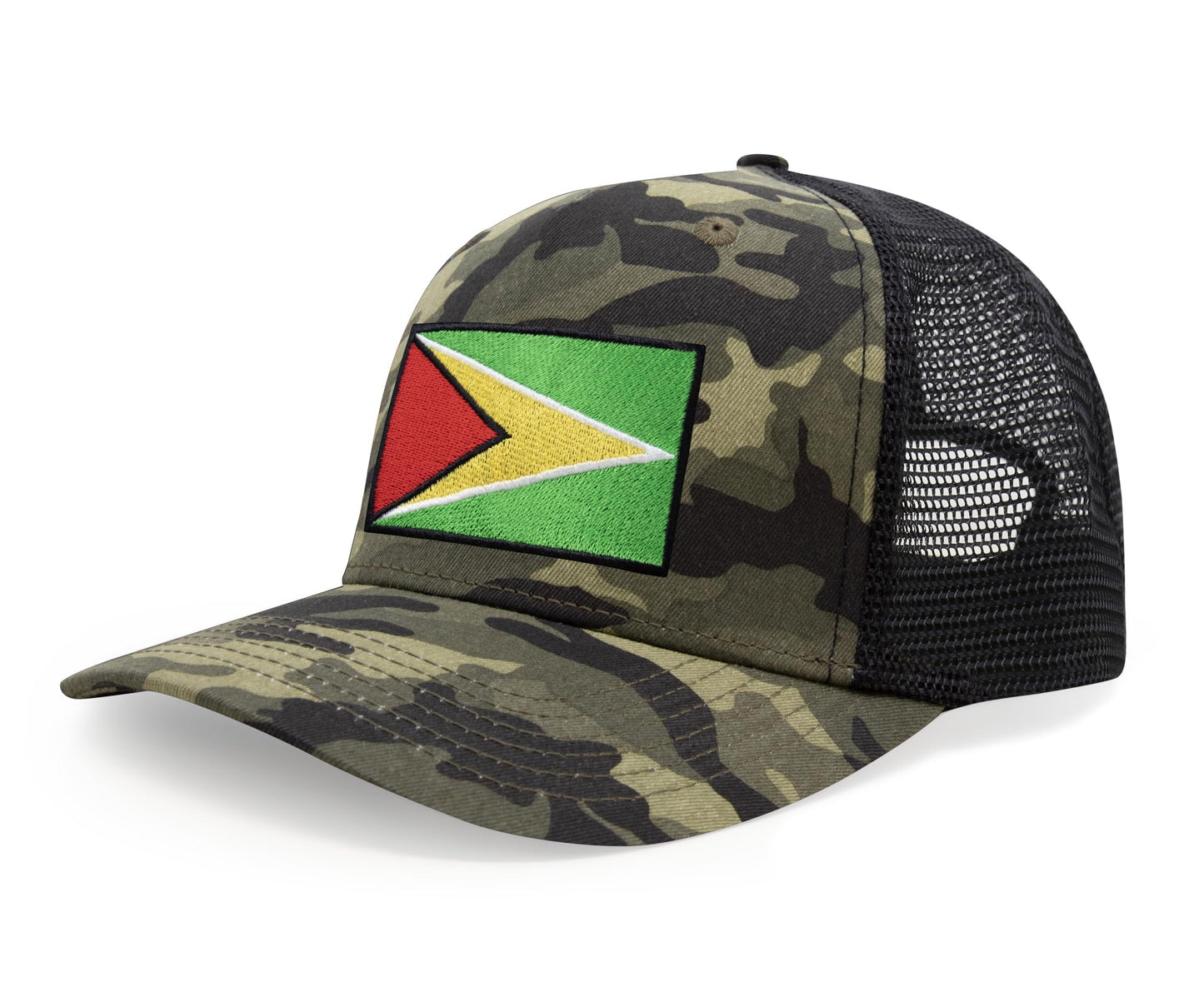 International Tie Country Hat for Men and Women, Adjustable Snapback Trucker Baseball Cap with Embroidered Patch (Guyana, Camouflage) - International Tie