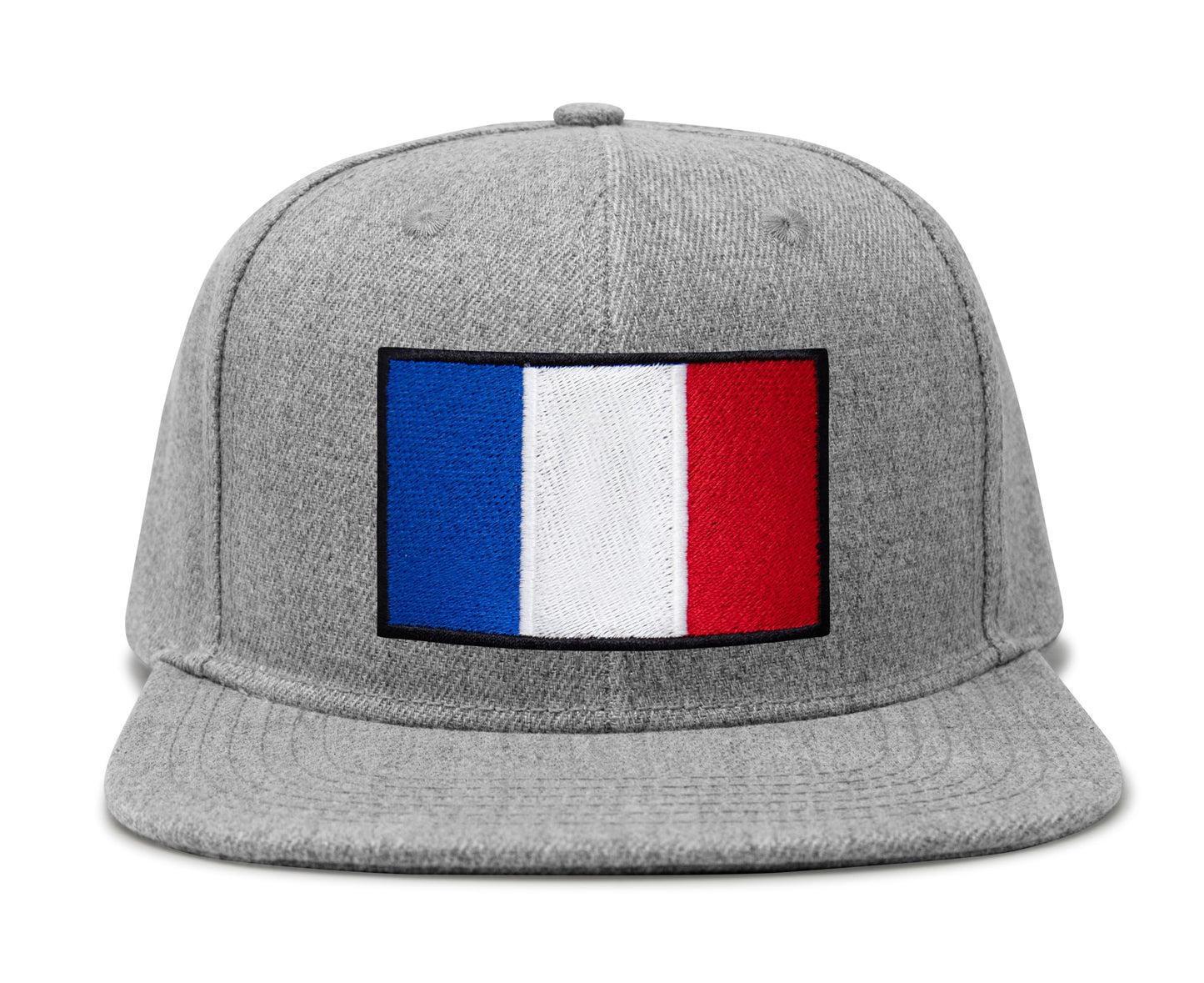 International Tie French Flag Hat for Men and Women - France Snapback Trucker Baseball Cap (Grey Flatbill)