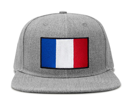 International Tie French Flag Hat for Men and Women - France Snapback Trucker Baseball Cap (Grey Flatbill)
