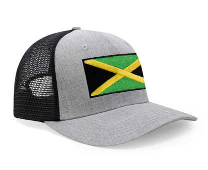 International Tie Premium Jamaica - Flag Patch Hat for Men and Women - Snapback Trucker Baseball Cap (Grey Black)