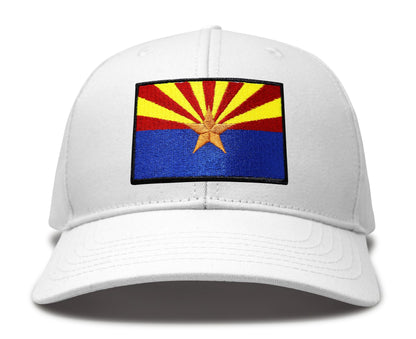 International Tie Arizona Flag Hat for Men and Women - Snapback Trucker Baseball Cap (All White)