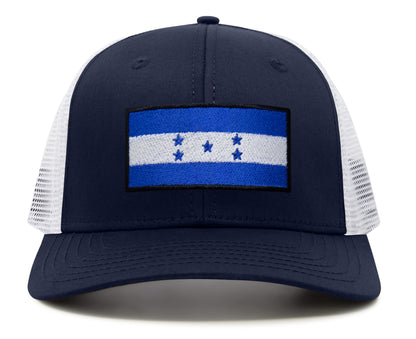 International Tie Honduras Flag Hat for Men and Women - Adjustable Snapback Trucker Baseball Cap (Navy White)