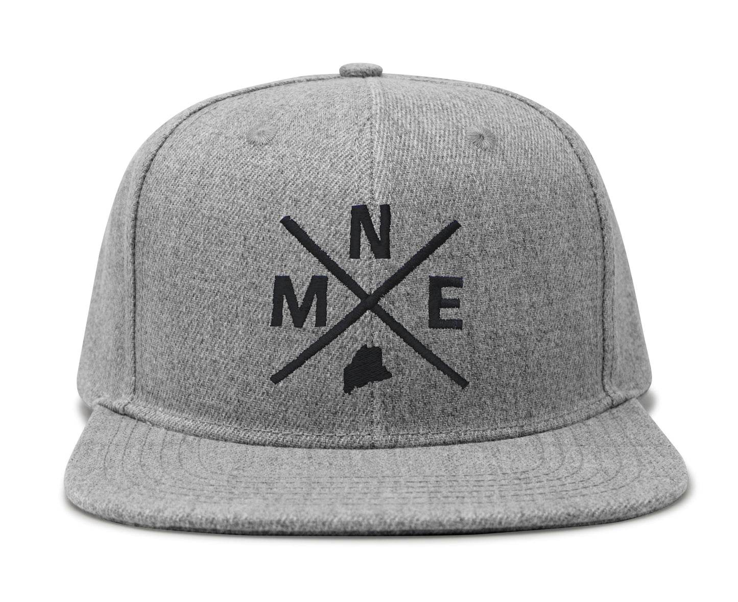 International Tie State City Hat for Men and Women, Snapback Trucker Baseball Cap with Embroidered Cross Logo (MNE - Maine, Grey Flatbill) - International Tie