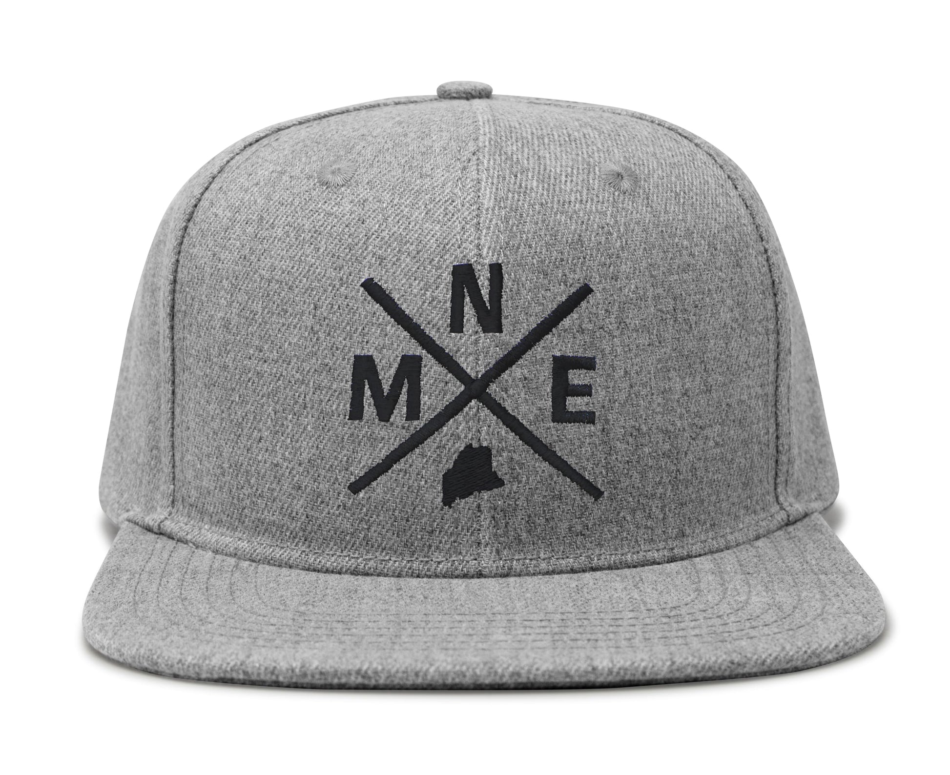 International Tie State City Hat for Men and Women, Snapback Trucker Baseball Cap with Embroidered Cross Logo (MNE - Maine, Grey Flatbill) - International Tie