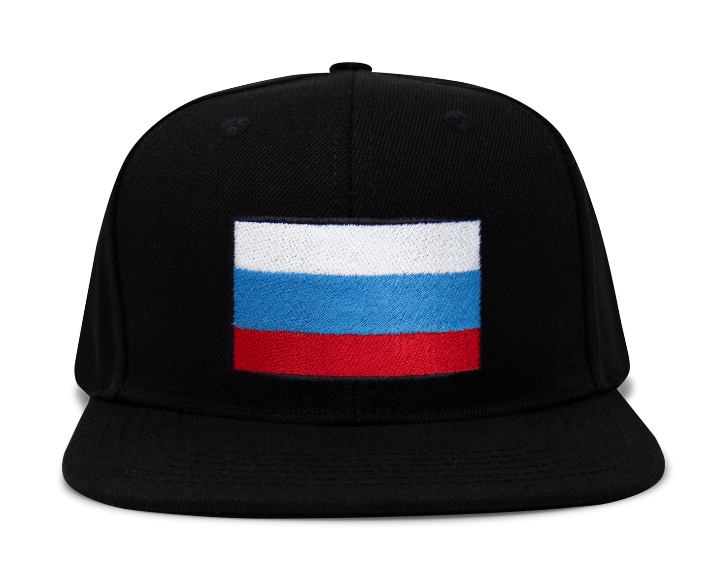 International Tie Russian Flag Hat for Men and Women - Adjustable Snapback Trucker Baseball Cap (Black Flatbill)
