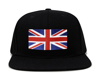 International Tie Union Jack British Flag Hat for Men and Women - United Kingdom UK Britain England London State Flag Trucker Baseball Snapback Cap (Black Flatbill)