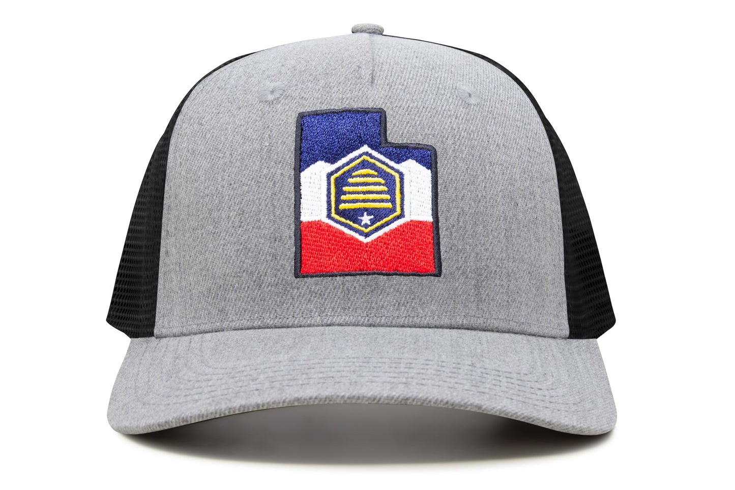 International Tie Stateline Flag Hat for Men and Women - Snapback Trucker Baseball Cap (Utah, Grey Black) - International Tie