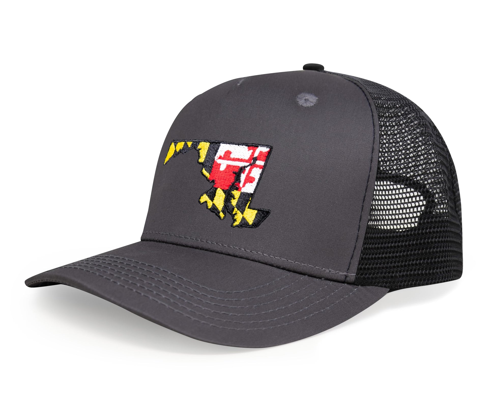 International Tie Stateline Flag Hat for Men and Women - Snapback Trucker Baseball Cap (Maryland, Dark Grey) - International Tie