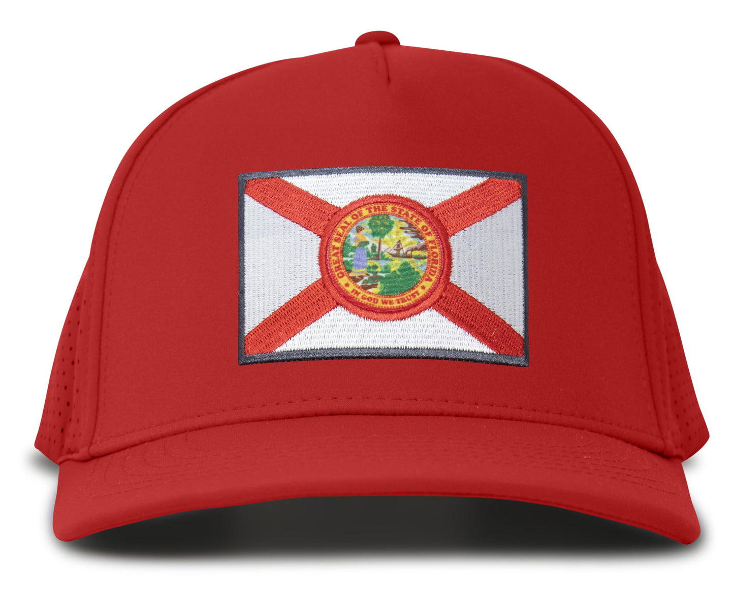 Performance Golf Hat – Adjustable Snapback Trucker Baseball Cap for Men & Women - Jetset Series (Florida, Red Rosso)