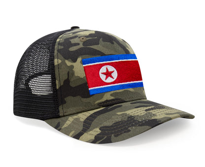 International Tie North Korea Flag Hat for Men and Women - Adjustable Snapback Trucker Baseball Cap (Camouflage)