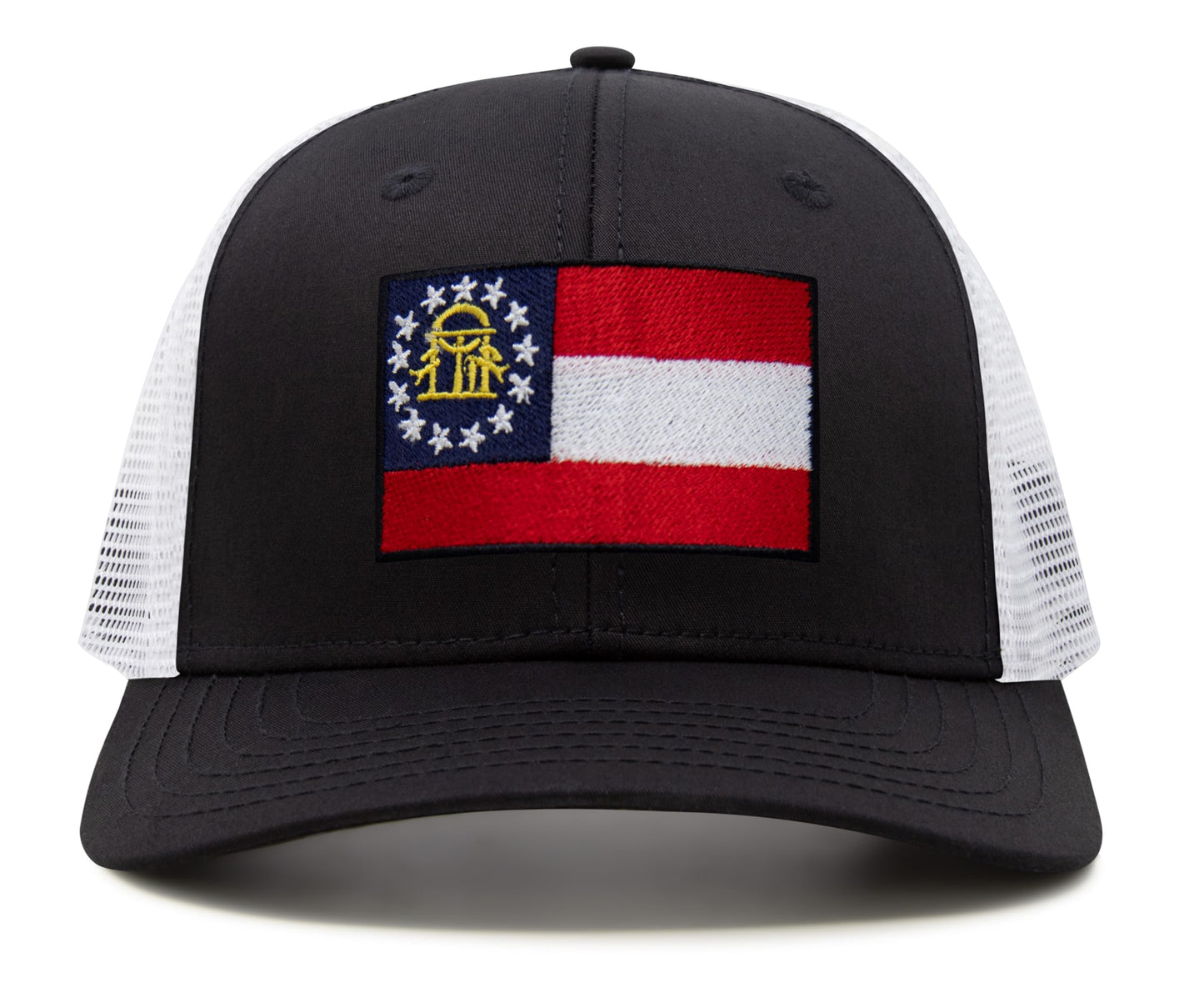 Georgia Flag Hat for Men and Women – Snapback Trucker Baseball Cap by International Tie (Black White)