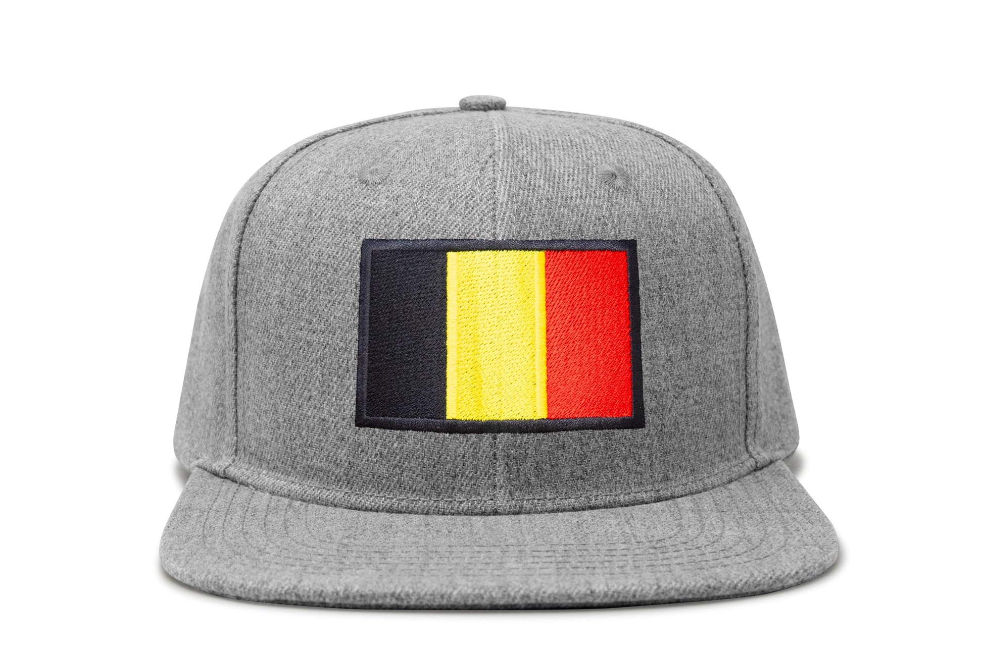 International Tie Country Hat for Men and Women, Adjustable Snapback Trucker Baseball Cap with Embroidered Patch (Belgium, Grey Flatbill) - International Tie